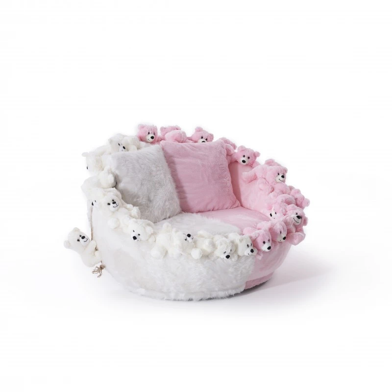 Кресло Теди 2, Бяло/ Розово